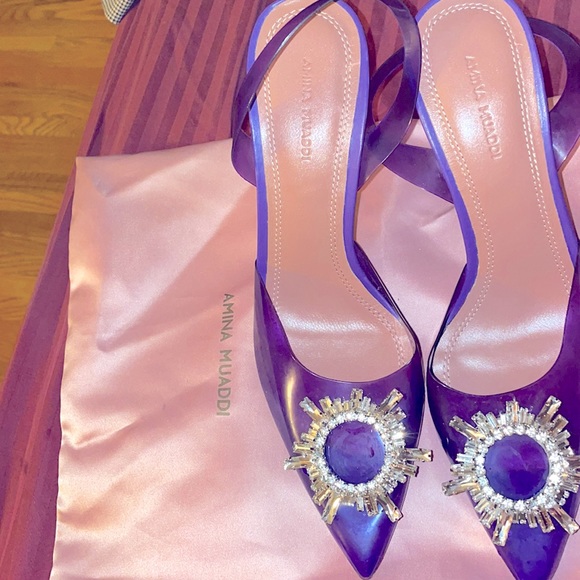 Amina Muaddi Shoes - Amina Muaddi sling back heels with glitz